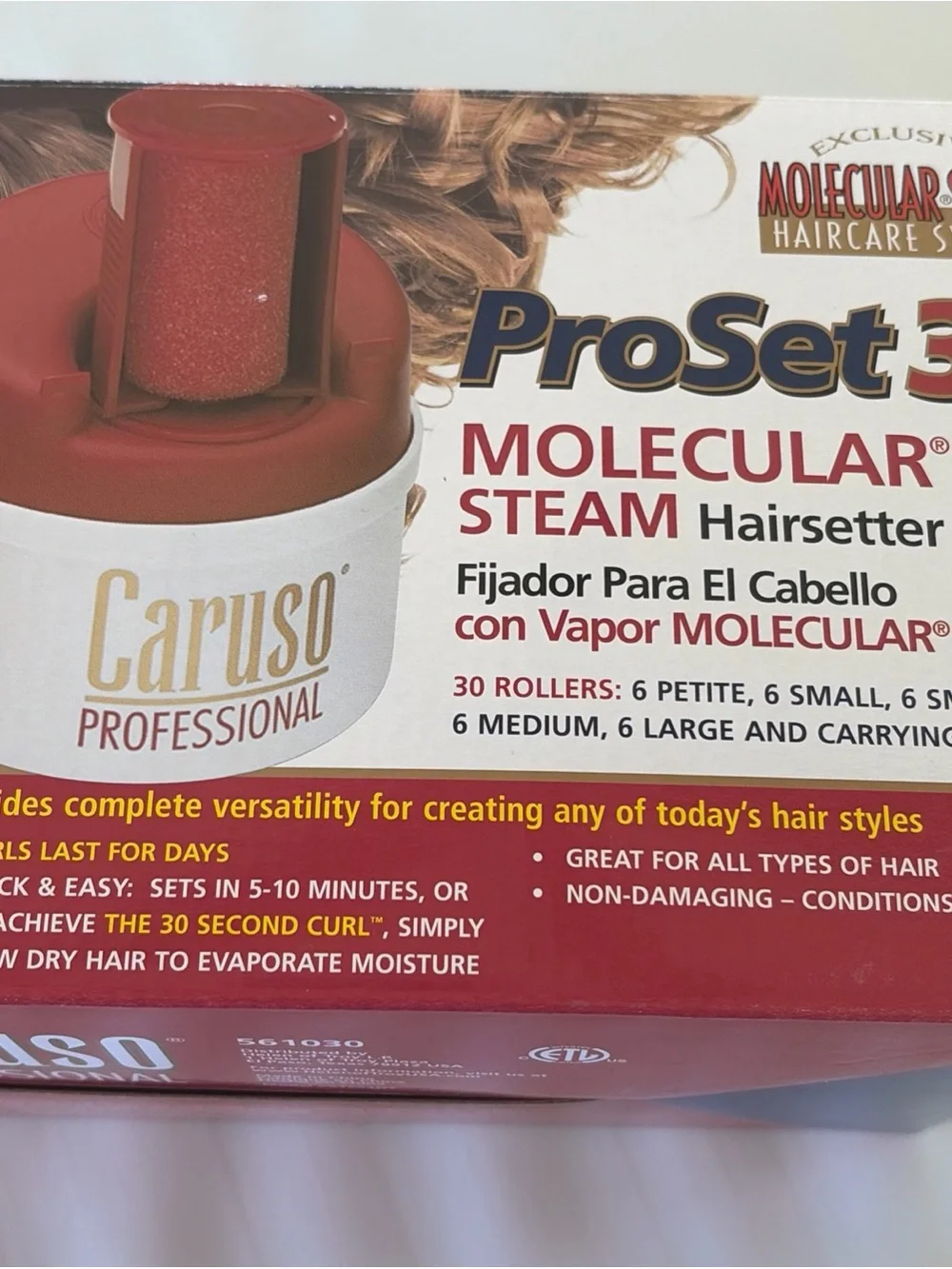 Caruso Professional ProSet Molecular Steam Hairsetter in Red and White